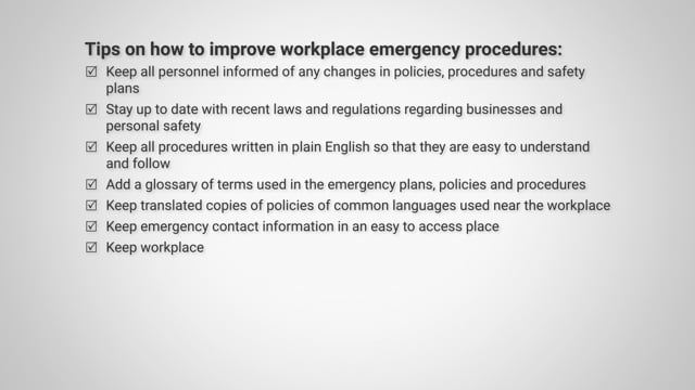 Emergency Procedures in the Workplace - Video Thumbnail