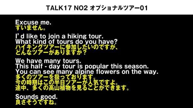 TALK17 NO2　オプショナルツアー01の会話例