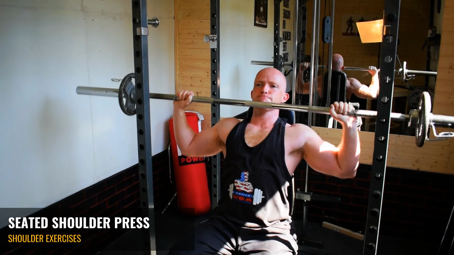 Seated barbell deals shoulder press