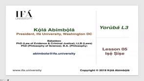 Yorùbá L3 Lesson 5