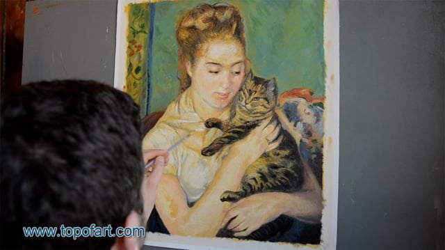 Renoir | Woman with a Cat | Painting Reproduction Video | TOPofART
