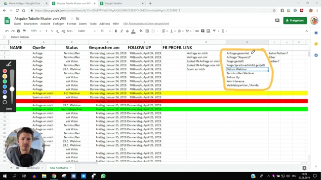 Meine Akquisetabelle und wie du sie benutzt