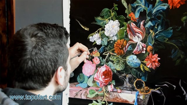 van Aelst | Flowers in a Silver Vase | Painting Reproduction Video | TOPofART