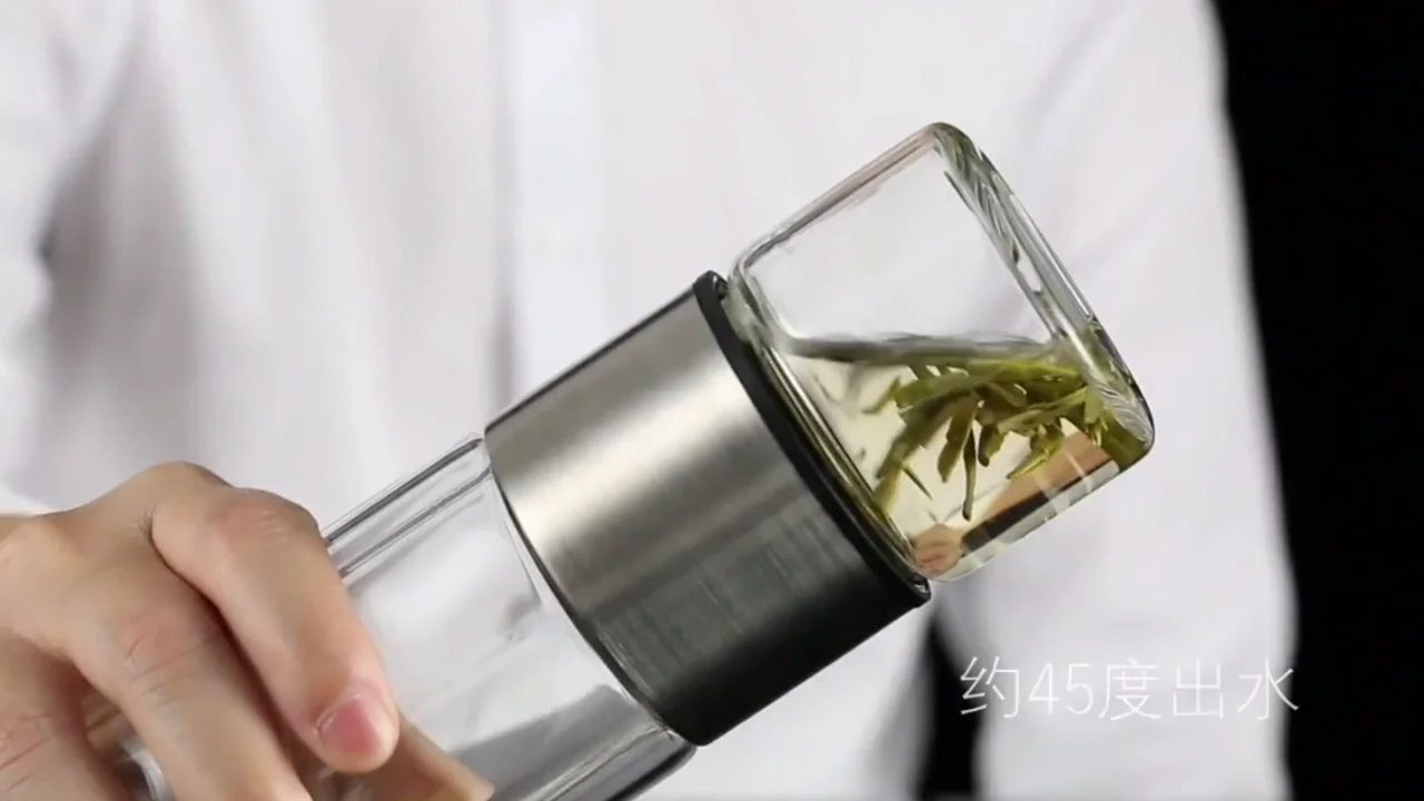 Bottiglia D'Acqua In Vetro Borosilicato 500ml Con Infusore Per Tè - Doppia Parete Termica - Tazza Da Viaggio Con Manico Rimovibile - 4