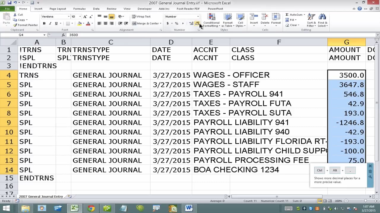 Import Journal Entry Into Quickbooks From Excel Using Iif File Read My Notes In Description 7245