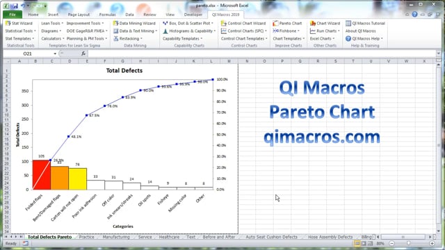 Pareto Chart features in QI Macros