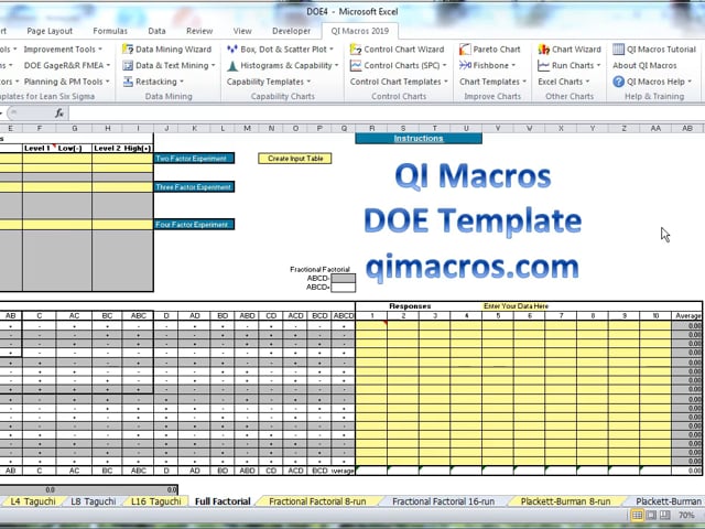 how to do design of experiments in excel