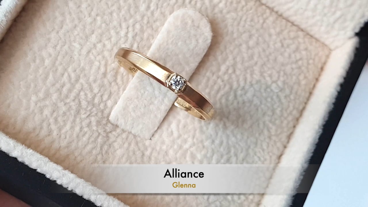 Fede Nuziale matrimonio originale Donna. Oro giallo, Diamante I Glenna