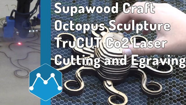 Maker Video: Supawood Layered Craft Octopus Sculpture Cut on TruCUT Co2 Laser Cutting and Egraving Machine