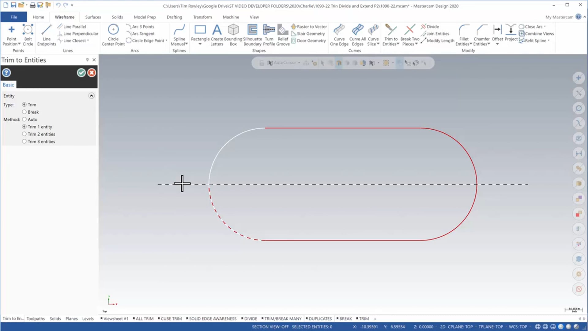 Trim, Break and Extend Wireframe