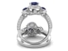 Blue Sapphire &amp; 1/2 ct. tw. Diamond Three-Stone Ring in 14K White Gold