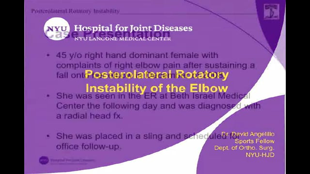 Posterolateral Rotatory Instability of the Elbow