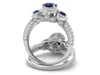 Blue Sapphire &amp; 1/2 ct. tw. Diamond Three-Stone Ring in 14K White Gold