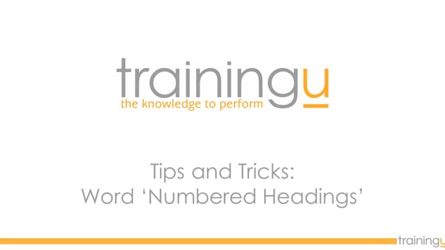 Word Tip – Numbered Headings