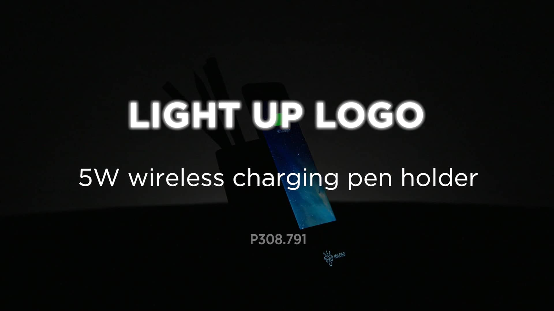 Light up logo 5W wireless charging pen holder on Vimeo