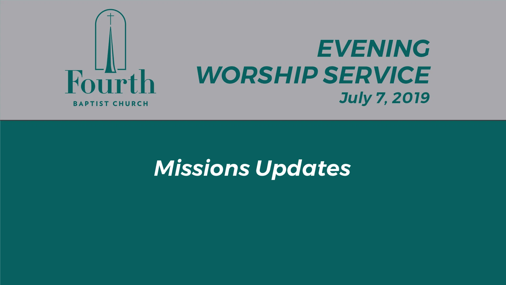 2019 - 07 - 07 Sunday PM Service Fourth Baptist Church on Vimeo