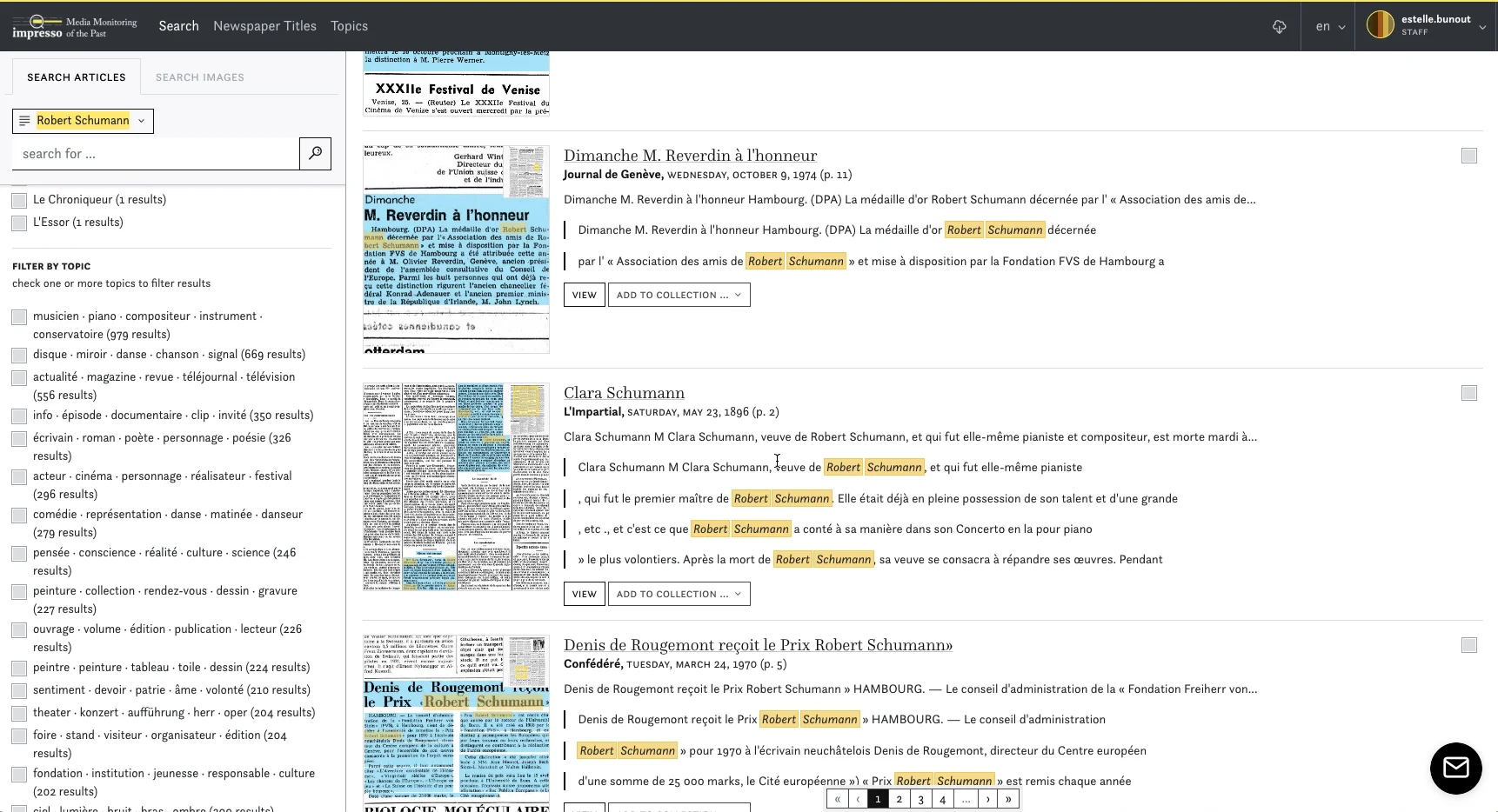 Who is mentioned in the newspapers on the impresso interface? on Vimeo