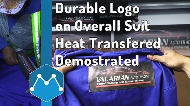 Maker Video: Durable Logo on Overall Suit Printed, Heat Transfered and Stiched Demostrated by Ink2Stiches