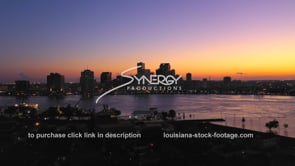 1379 Epic sunset aerial New Orleans Louisiana skyline drone view video stock footage