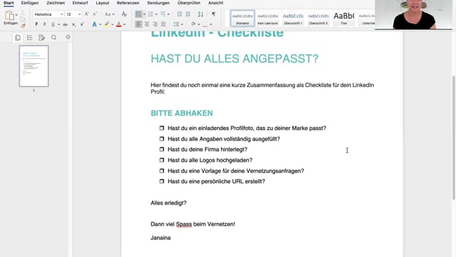 Linkedin Checkliste