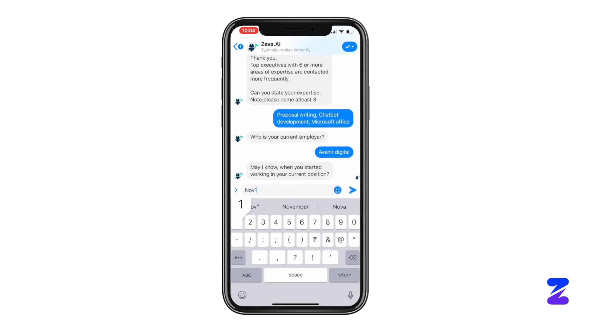 Harvey Nash bot on facebook messenger on Vimeo