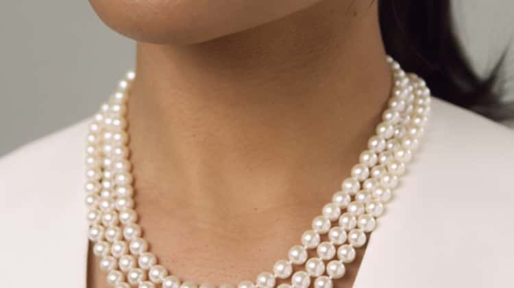 Triple Strand White Freshwater Pearl Necklace on Vimeo