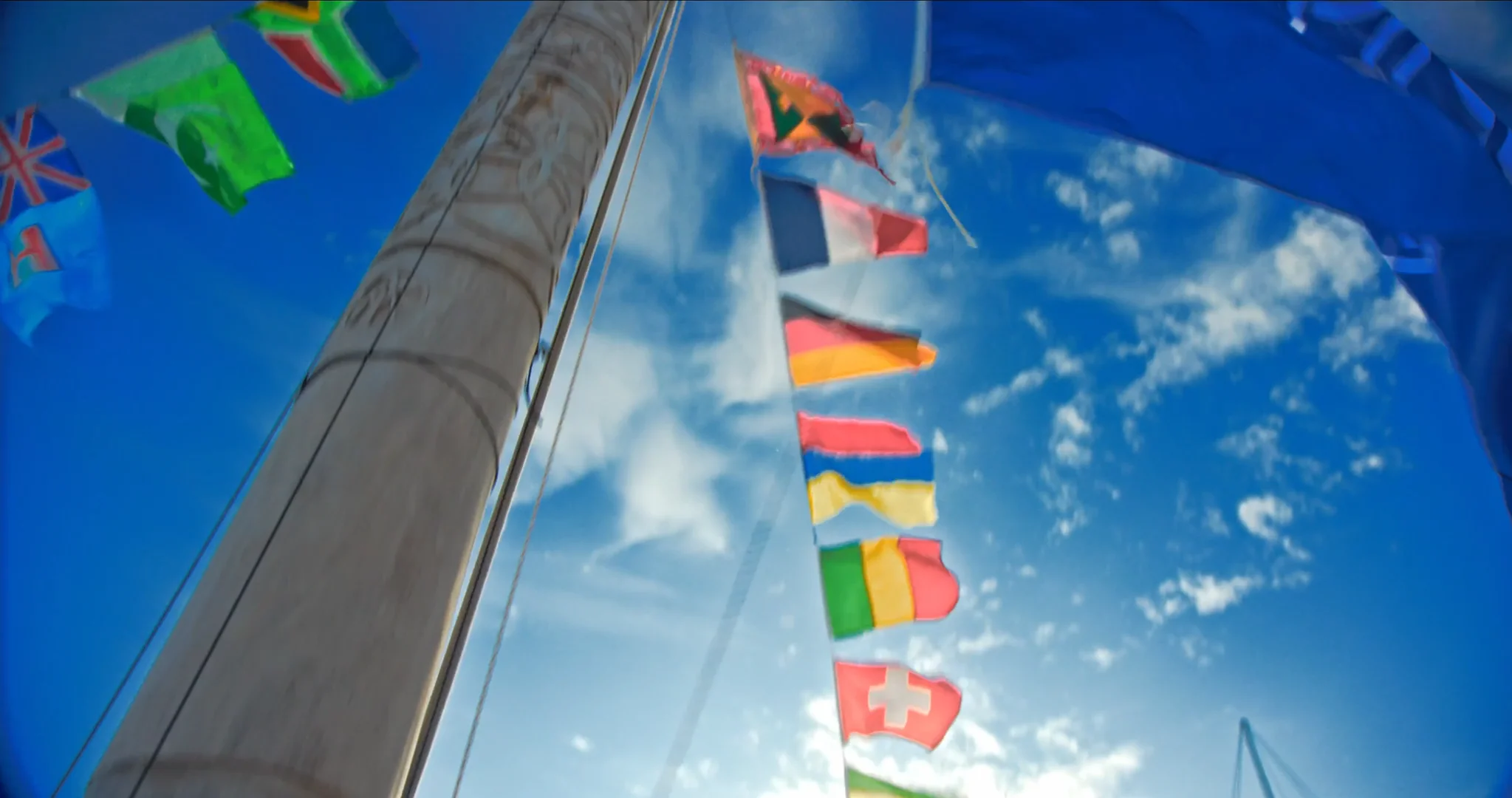 Raising the flag of planet earth.