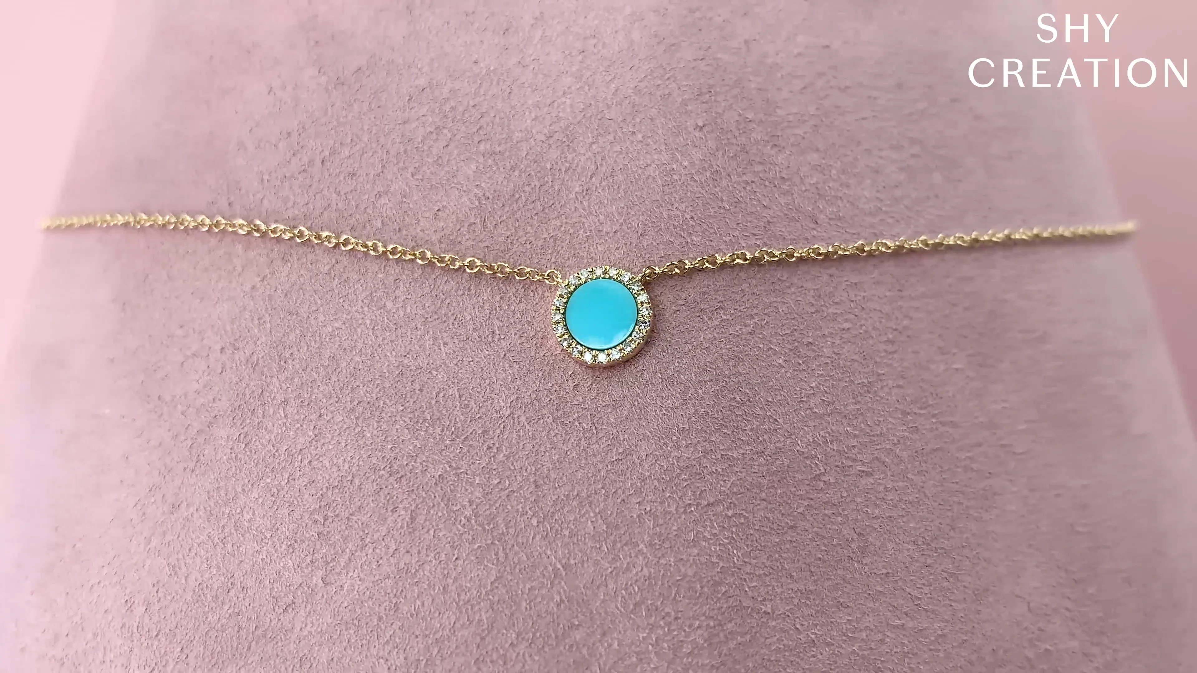0.04CT DIAMOND & 0.33CT COMPOSITE TURQUOISE NECKLACE – Shy Creation