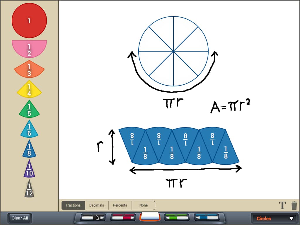 Area of a Circle (Using Fraction Circles) on Vimeo