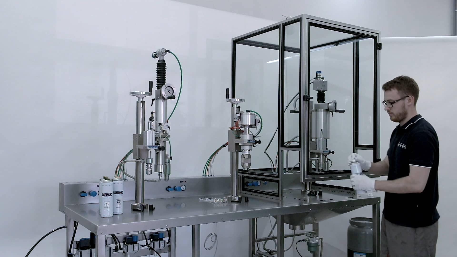 SEMI-AUTOMATIC AEROSOL FILLING LINE on Vimeo