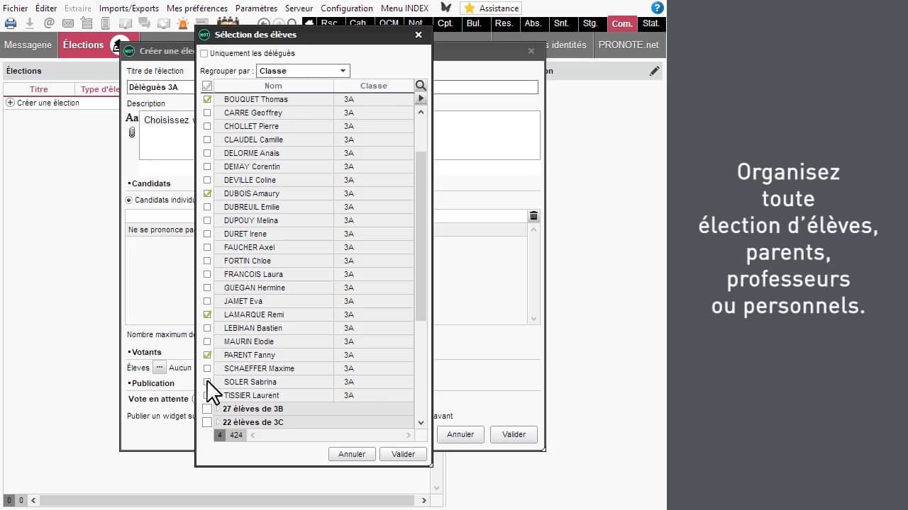Nouveauté PRONOTE 2019  organisation des élections des parents