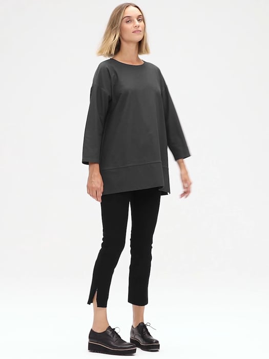 Washable Stretch Crepe Slim Ankle Pant with Zipper Slits | EILEEN FISHER