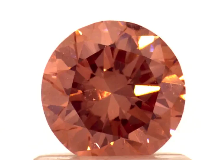 3/4ct Fancy Intense Orangy Pink Round Brilliant Diamond, IGI