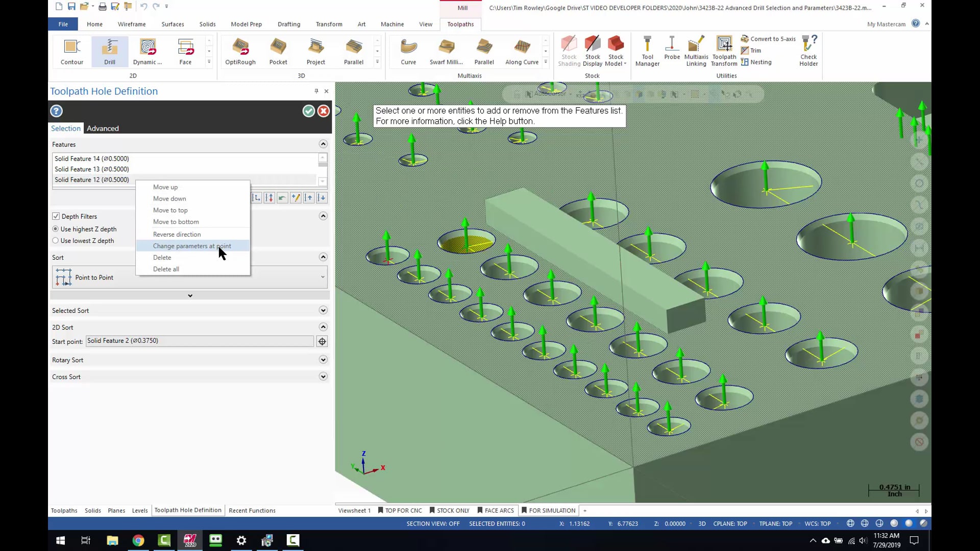 Advanced Drill Selection and Parameters