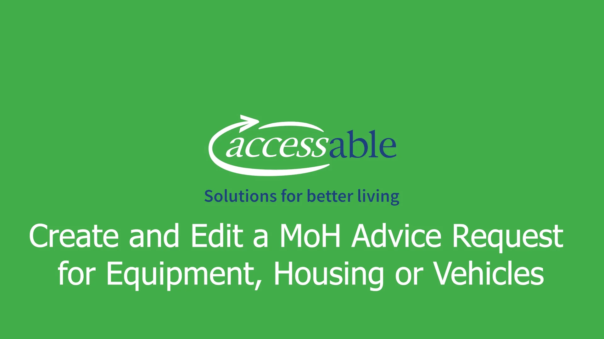 Create and Edit a MoH Advice Request for Equipment Housing or Vehicles
