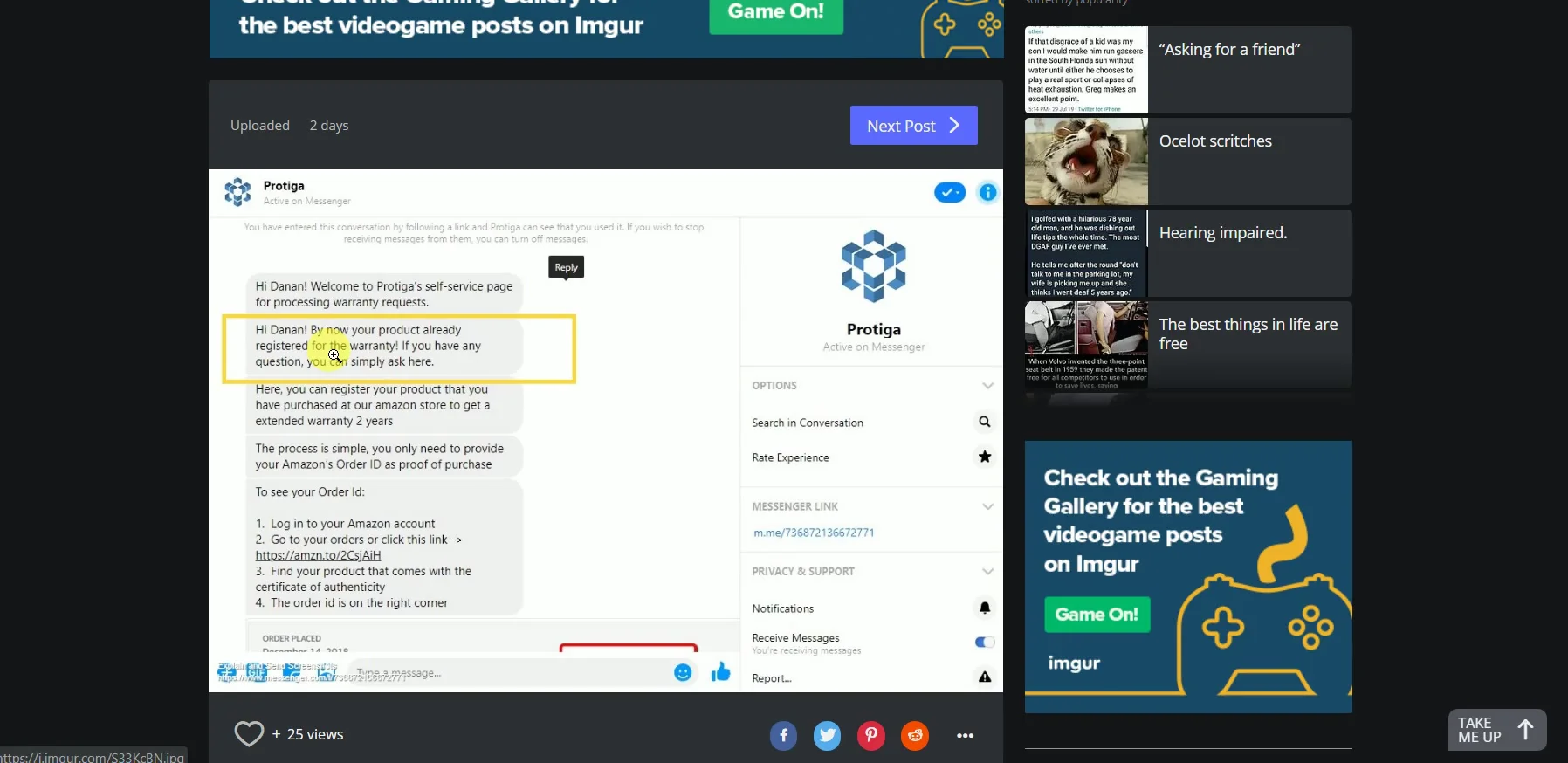 extra message on Vimeo