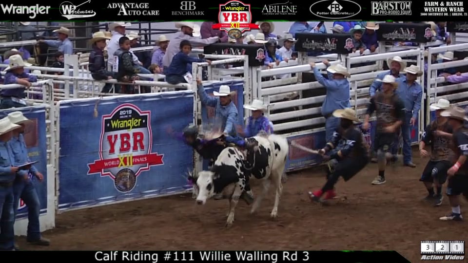 2019 YBR Finals Calf Riding #111 Willie Walling Rd 3