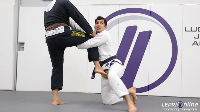 Single Leg Fake to De La Riva to Sit Up with Lapel Control to Takedown