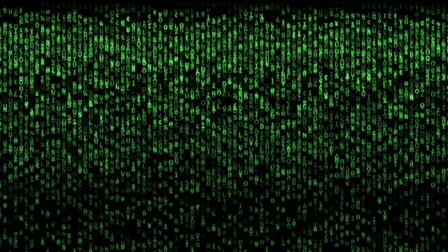 4K 10:00 min. Green Matrix Glowing Motion Background 2160p Efect