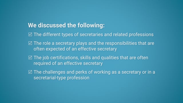 Module 04: The perks and Challenges of Working in a Secretarial Position - Video Thumbnail