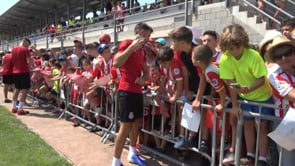 Entrenament de portes obertes del Girona FC a l'Escala