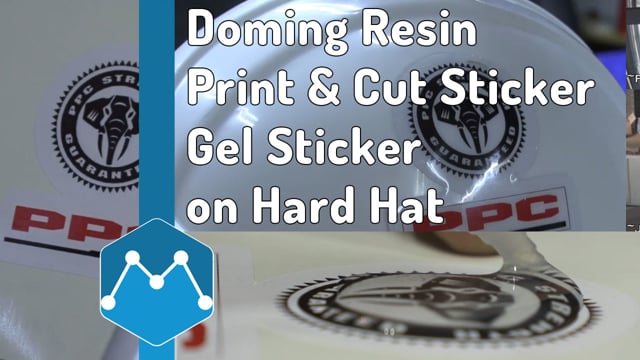 Maker Video: Clear Doming Resin Applied on Contour Cut Sticker as Gel Sticker for PPC Hard Hat