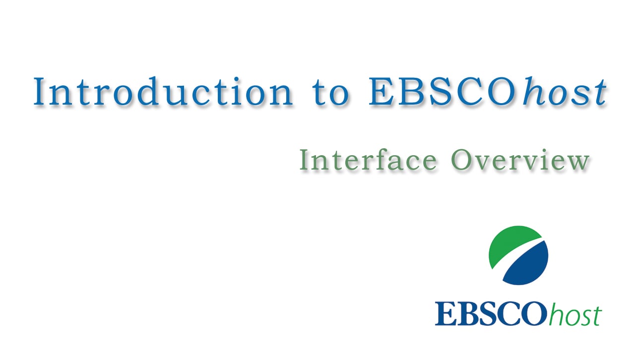 Introduction To EBSCOhost - Tutorial On Vimeo