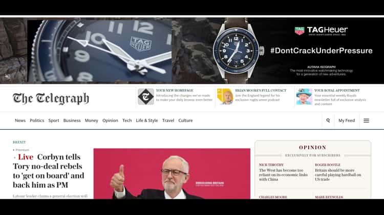 Tag Heuer New Portal Homepage Layout 2019