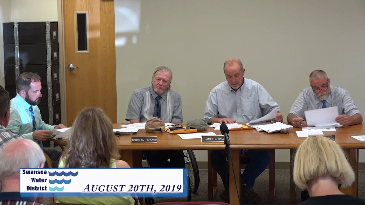 Swansea Water District Meeting August 20th, 2019 on Vimeo