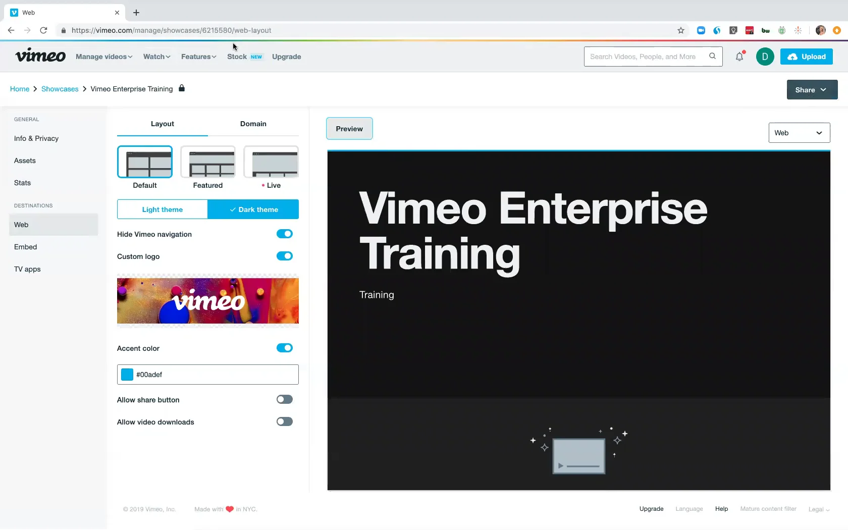 Creating a Showcase in    