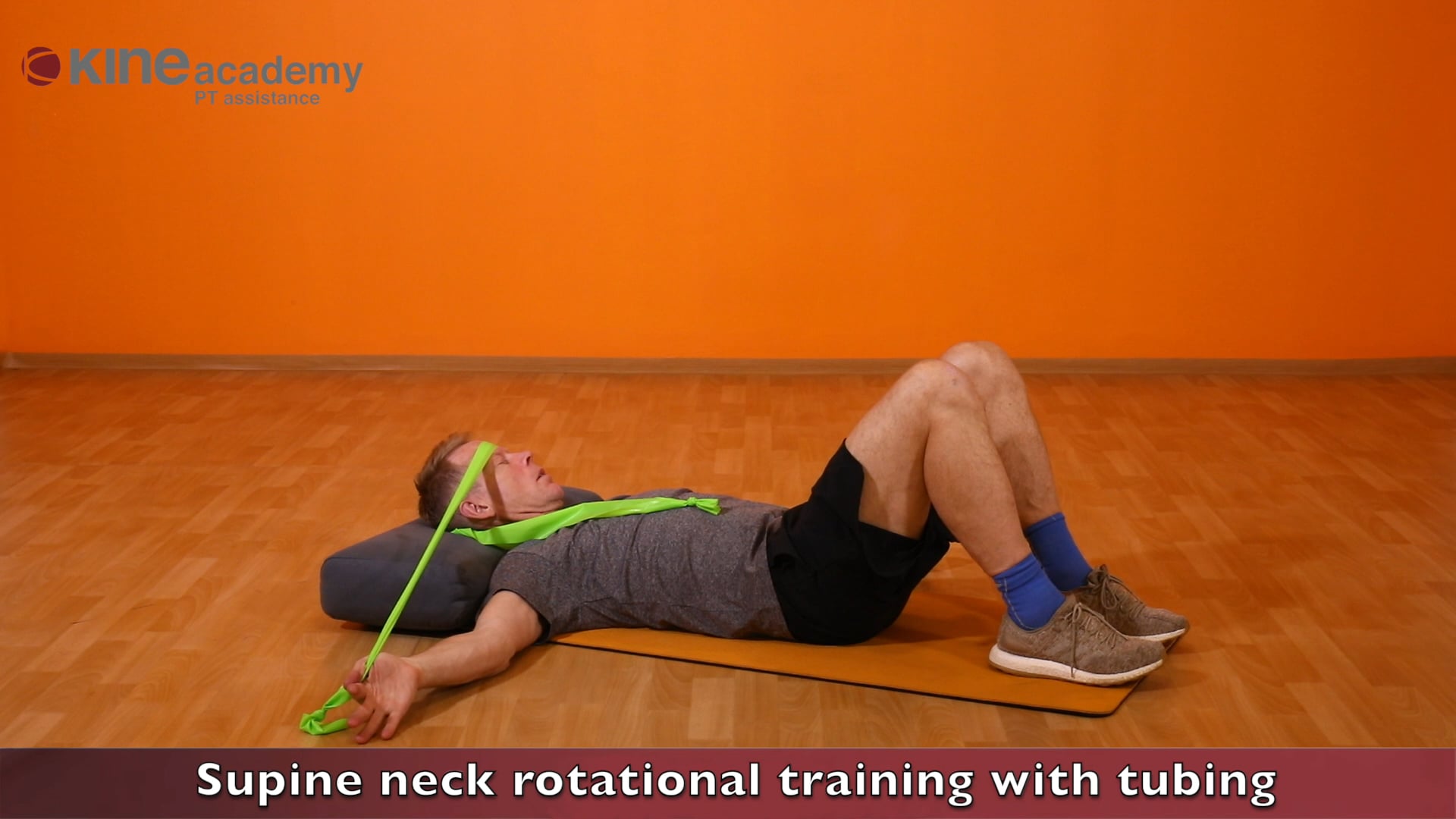 Supine neck rotational training with tubing on Vimeo