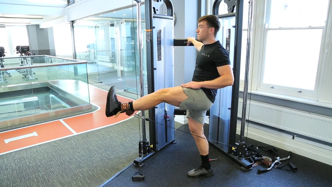 Standing Leg Extension - banded on Vimeo