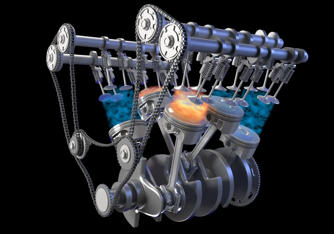 Sectioned V6 Engine with Ignition - 3D Model by 3D Horse