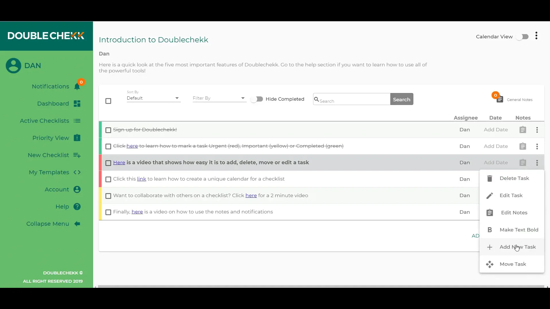 Add, Delete, Move, or Edit a Task on Vimeo